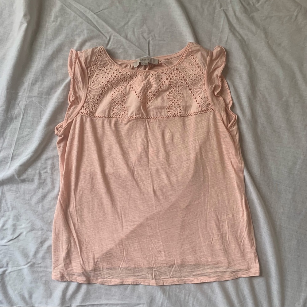 5/$25 Ann Taylor Loft Lacy Flutter Tee - Picture 2 of 4